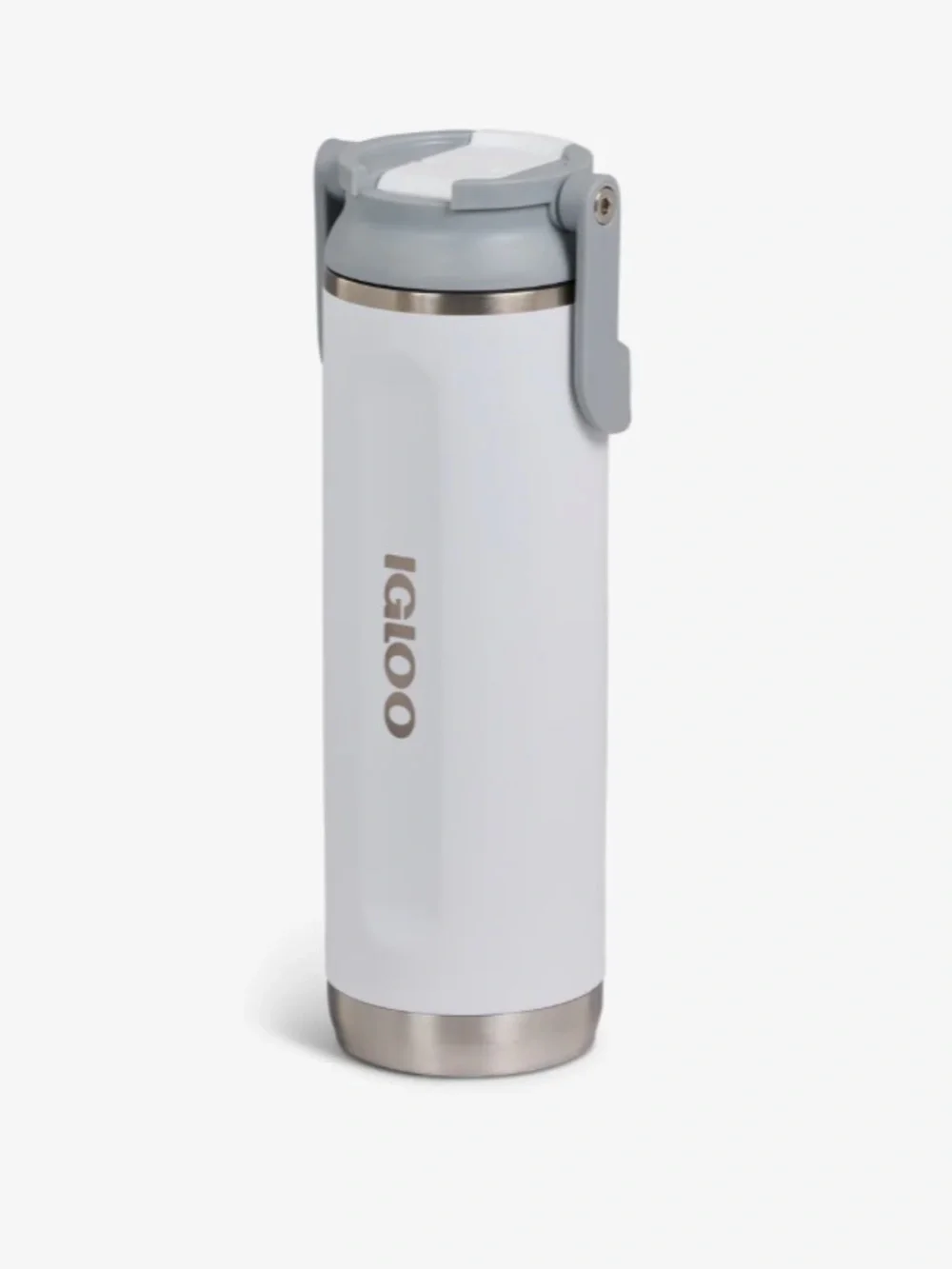 Set of 2: Igloo White Travel Bottle with Gray Flip Lid